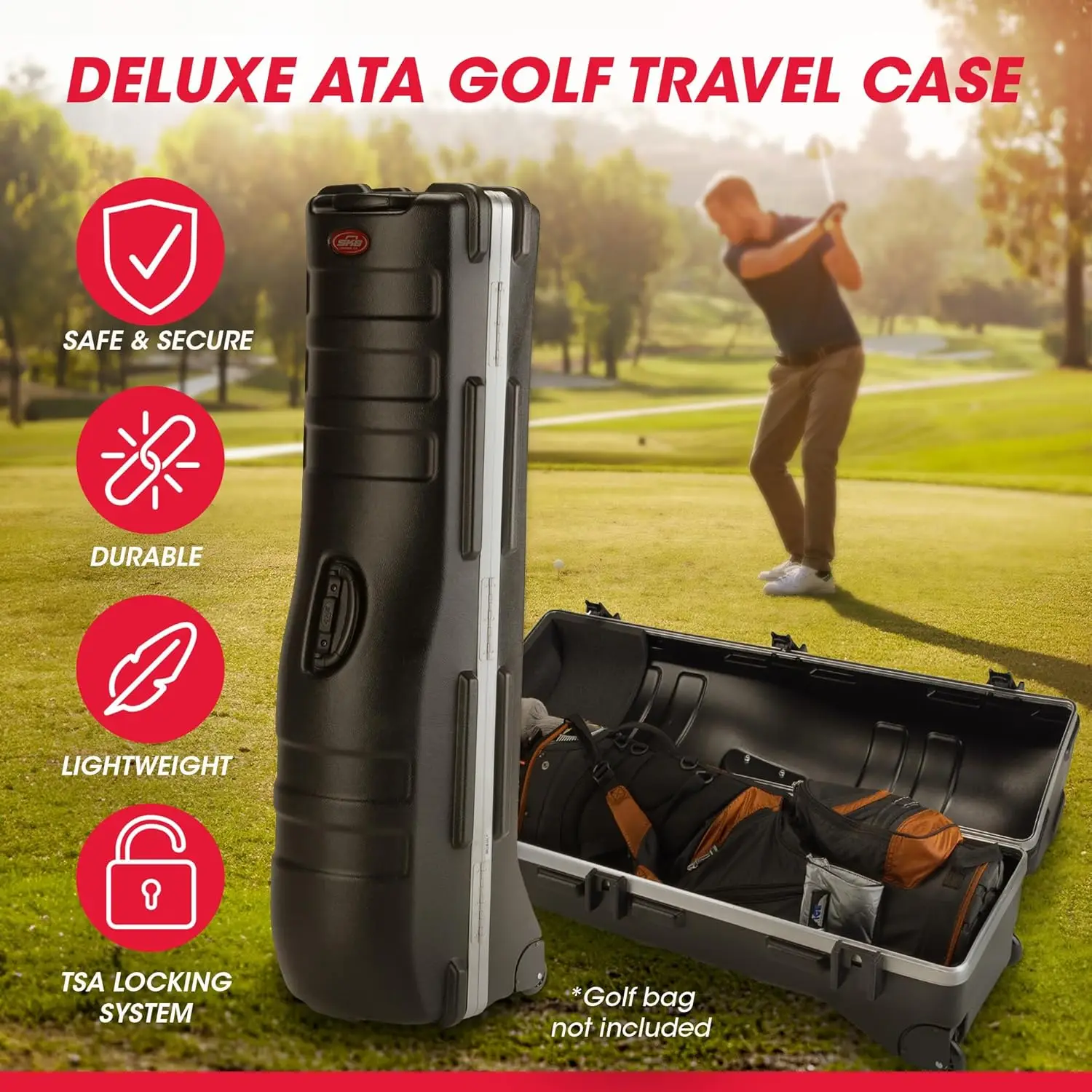 SKB-Étuis élaborées en plastique, étuis de rangement pour golf et voyage