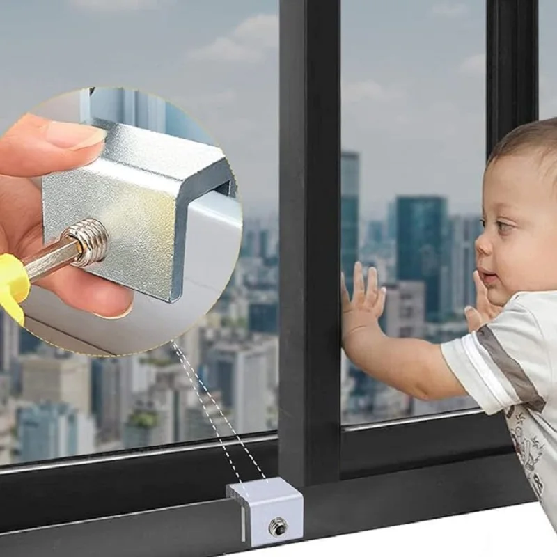 Sliding Window Door Lock Security Slider Windows Stopper for Baby Child Proof Home Safety Childproof No Drill Patio Slide Glass