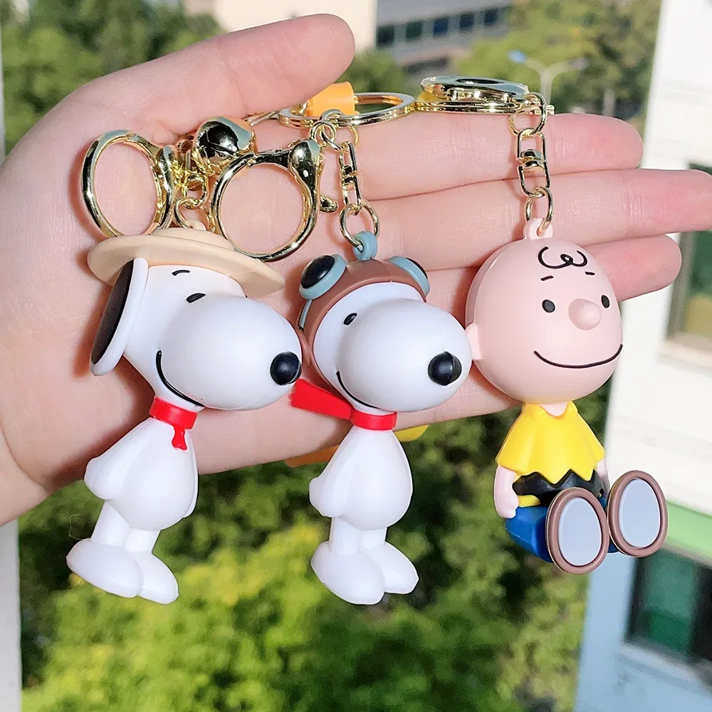 Kawaii Anime Cartoon series Snoopy Explosive creative color value cute keychain girl heart backpack pendant gift hot wholesale