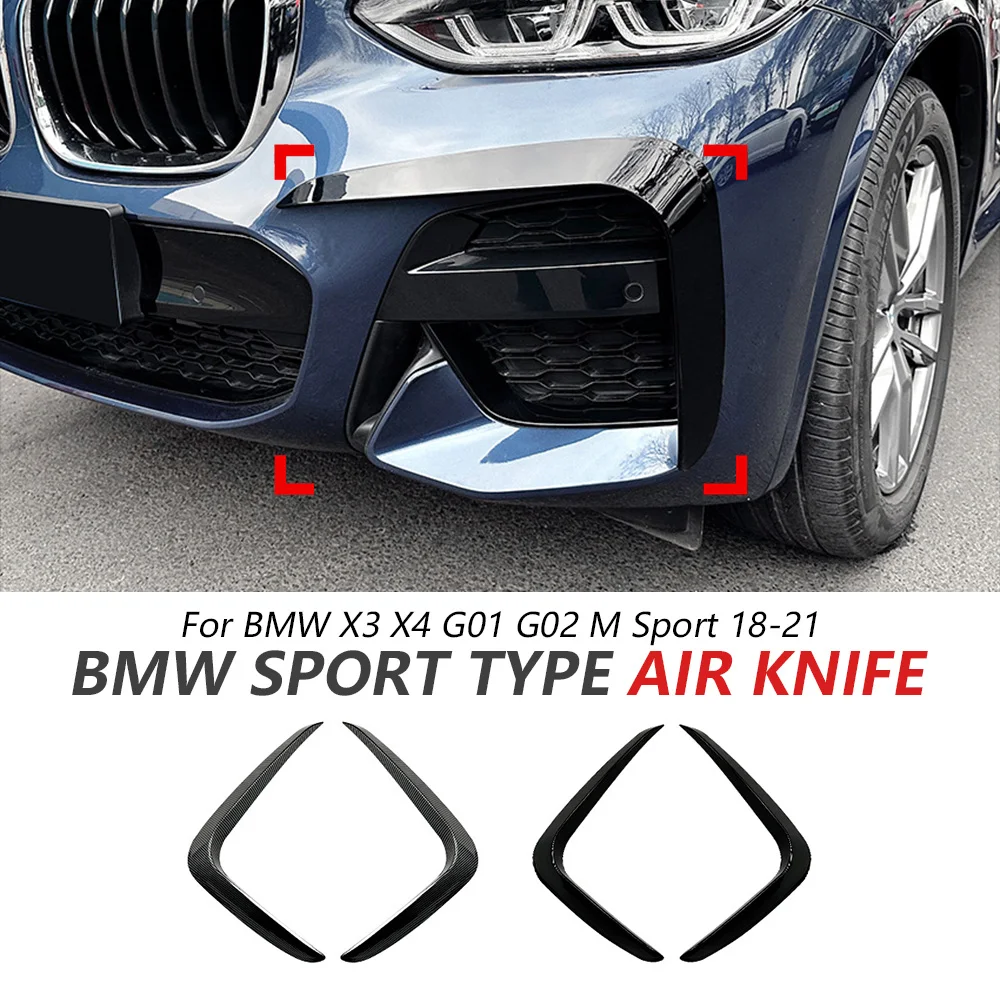 

Front Bumper Wind Blade For BMW X3 X4 G01 G02 M Sport 2018-2021 Glossy Black Sport Bumper Side Grille Trim Accessories
