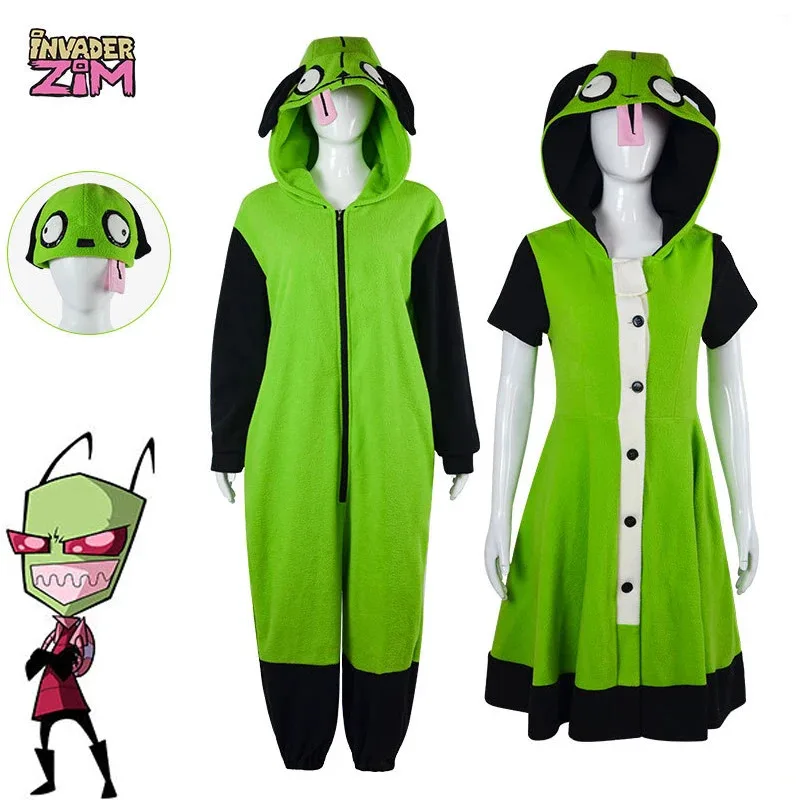 

ZIM Косплей Костюм Платье Комбинезон Шляпа Пижамы Пижамы Аниме Игры Invader Униформа Хэллоуин Рождество Карнавал Полный комплект