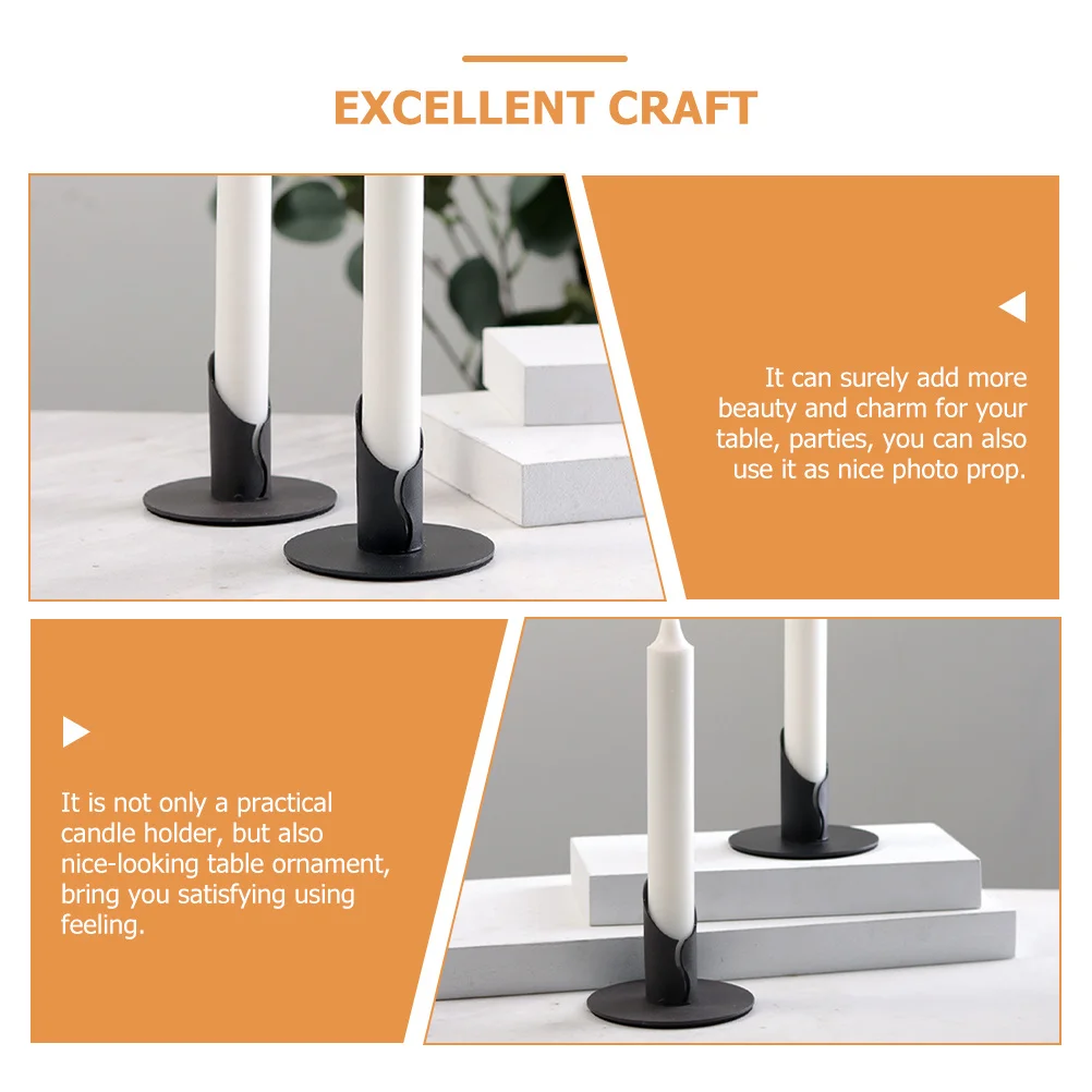 

2Pcs Metal Iron Candlestick Holders Retro Small Stands Desktop Table Centerpiece Decorative Taper Holder for Room