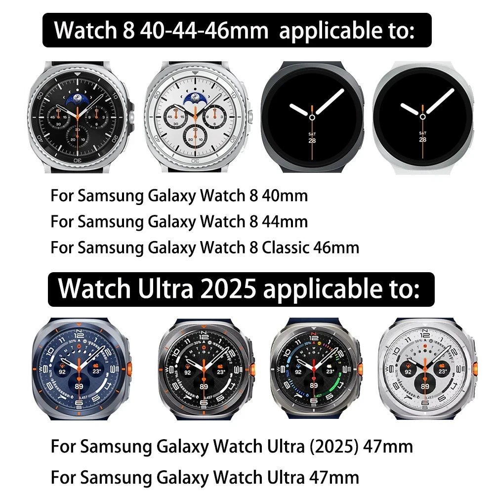 Samsung Galaxy Watch 8 Classic 8 44mm 40mm 46mm、Galaxy Watch Ultra 2 47mm対応 レザーストラップ バンド ブレスレット ジャストフィット