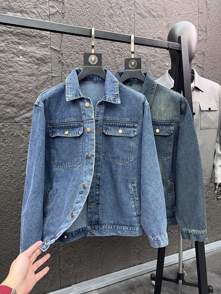 

Svip Retro American Denim Jaet Casual Comfortable Spring Faion Stand Collar Men's Workwear Jaet Stand Fit Long Sve