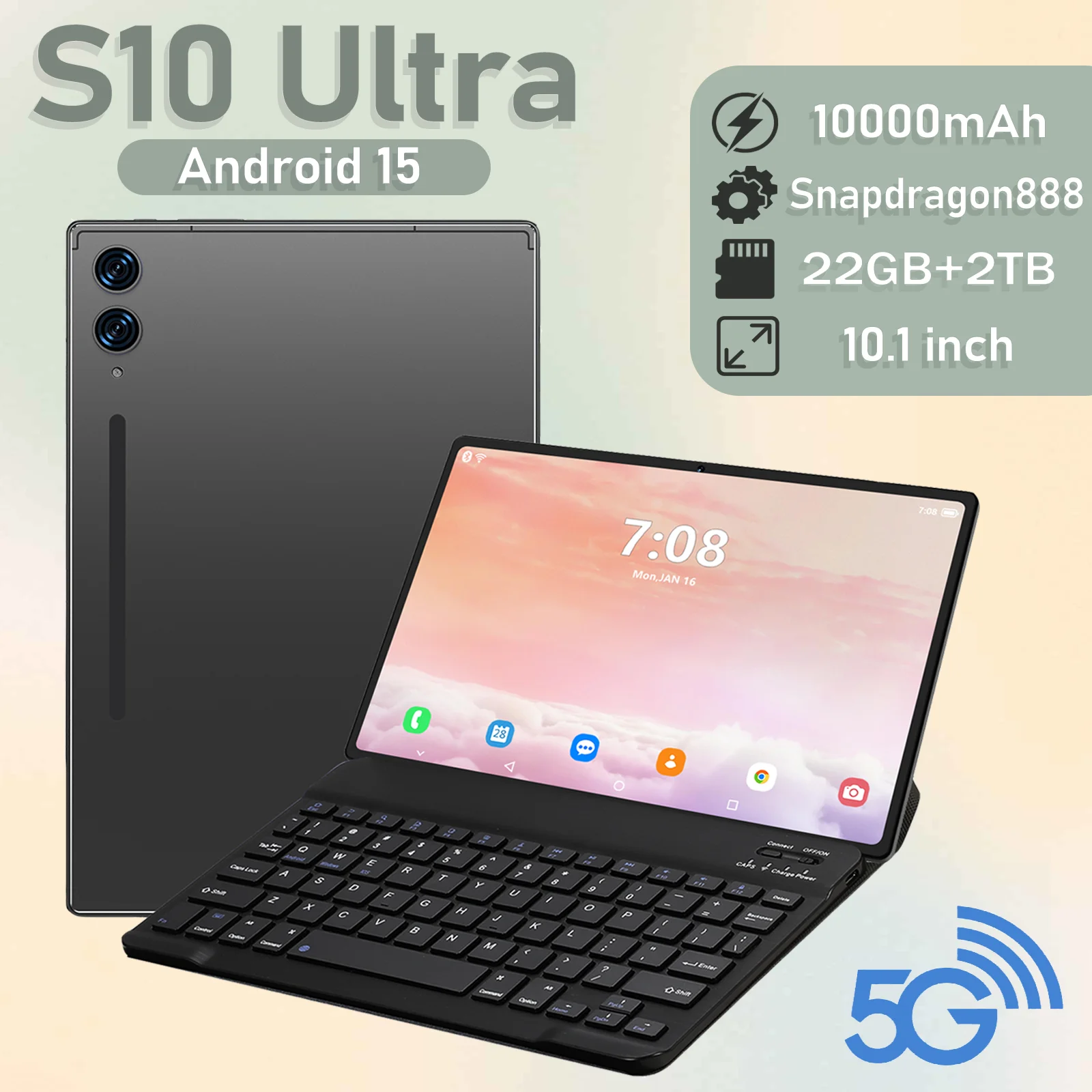 2025 New S10 Ultra Original Tablet Android 15 22GB+2TB Tablette 10.1inch Touch Tablets PC WIFI Global Version 5G Dual SIM Card