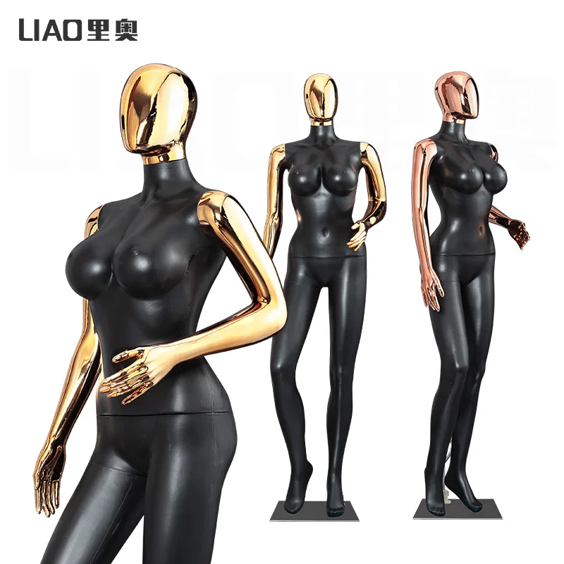 Matte black gold mannequin body plus size big breasts female manekin model Costume display props stand