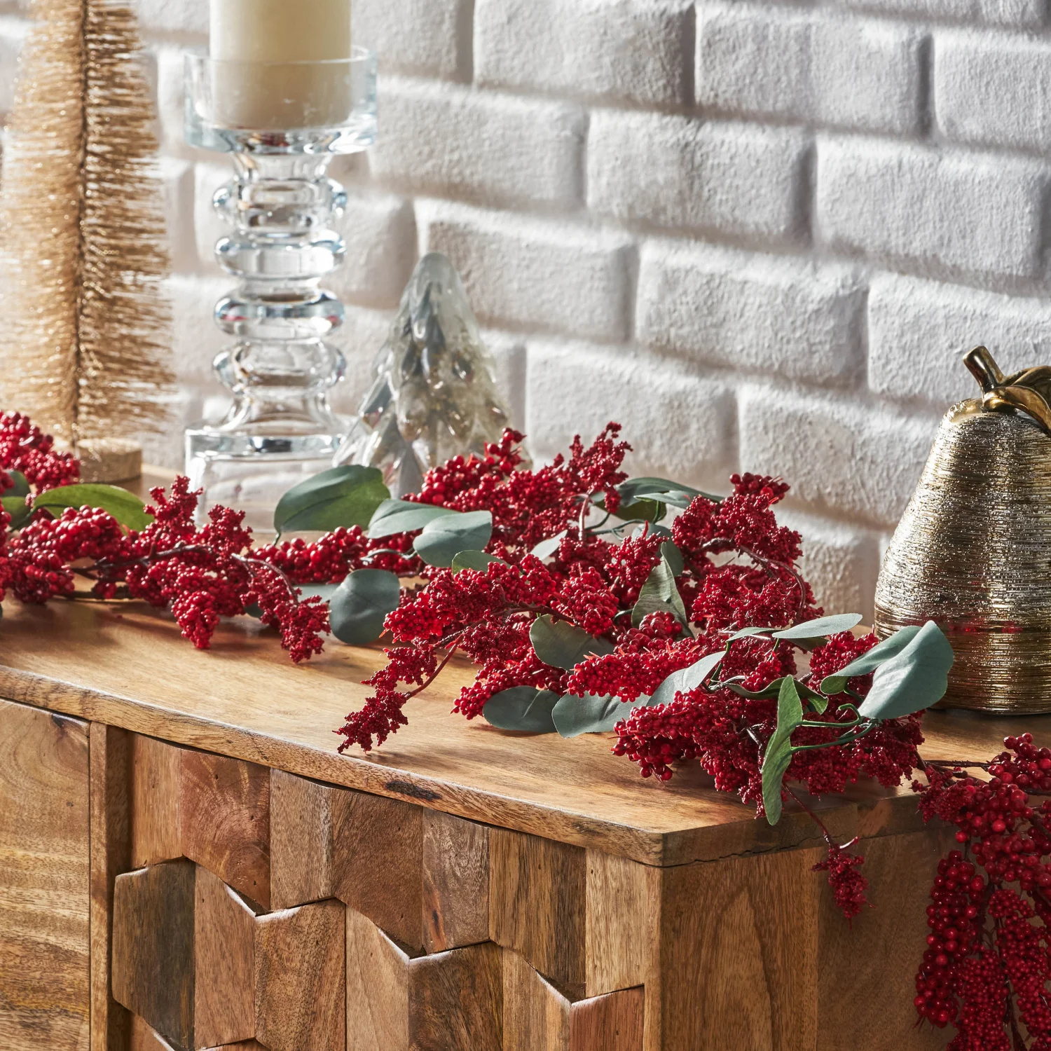 

5ft Eucalyptus and Berry Garland - Natural Greenery Accent for Home Décor