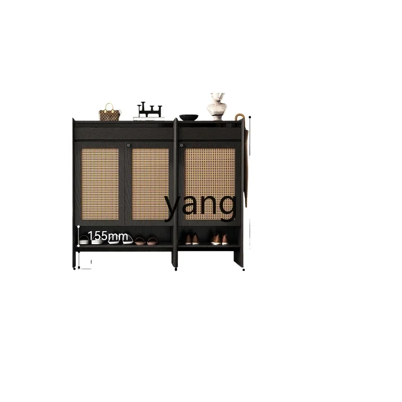 

LT rattan shoe cabinet solid wood home entrance household porch cabinet foyer outdoor locker with lock