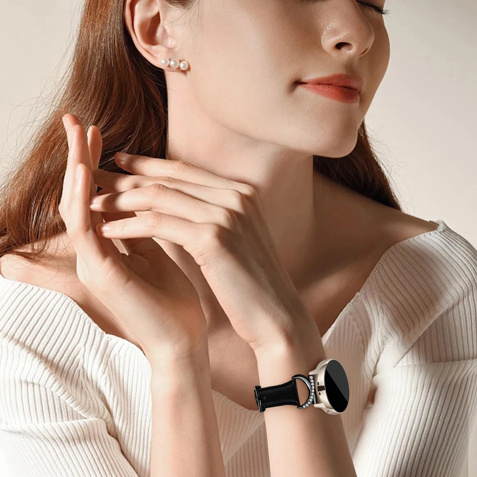 حزام جلدي مناسب لساعة Samsung Galaxy Watch 7/6/5/4/FE/40mm/44mm/43mm/47mm/45mm، حزام جلدي رفيع للغاية 20 مم. #4