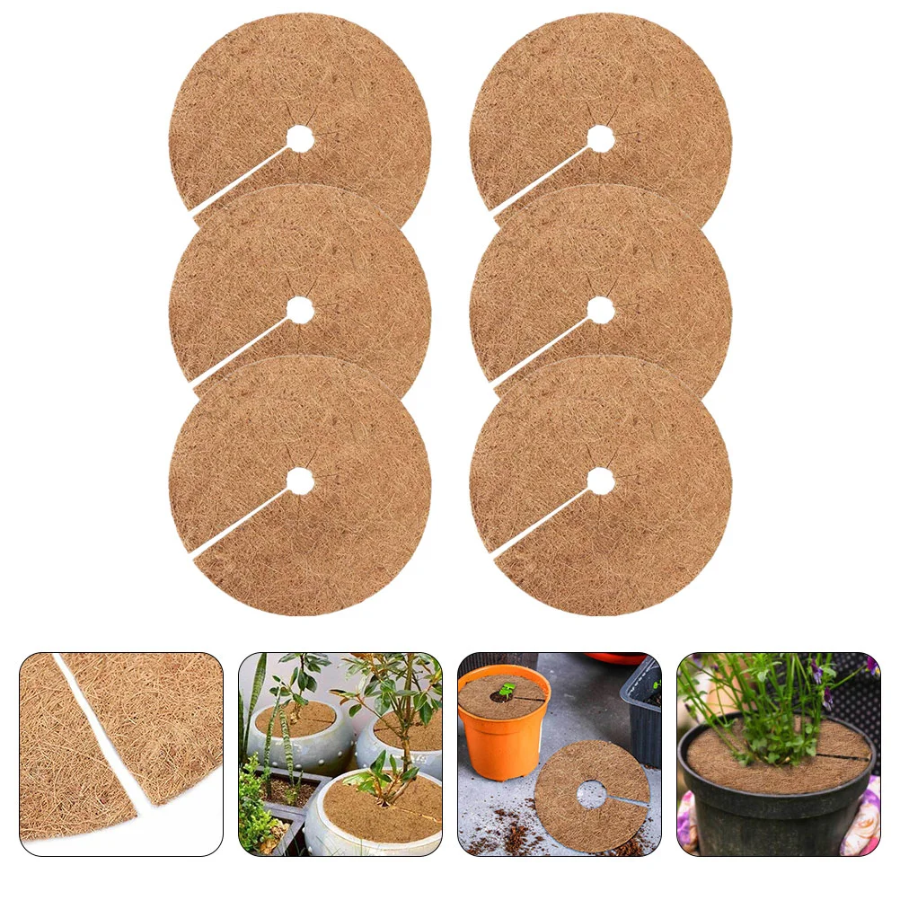 

6 Pcs Flower Pot Coir Mat Plant Coco Fiber Mulch Tray Flowerpot Liner Coconut Protective Mats Ring Fibers Tree Anti-grass