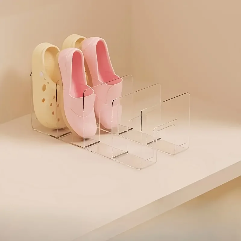 2 Stück 4-Fächer-Schuhregal für Kinder, durchsichtiges transparentes Acryl-Schuhregal für Babys, vielseitiger Haushaltsorganizer – Detail 4