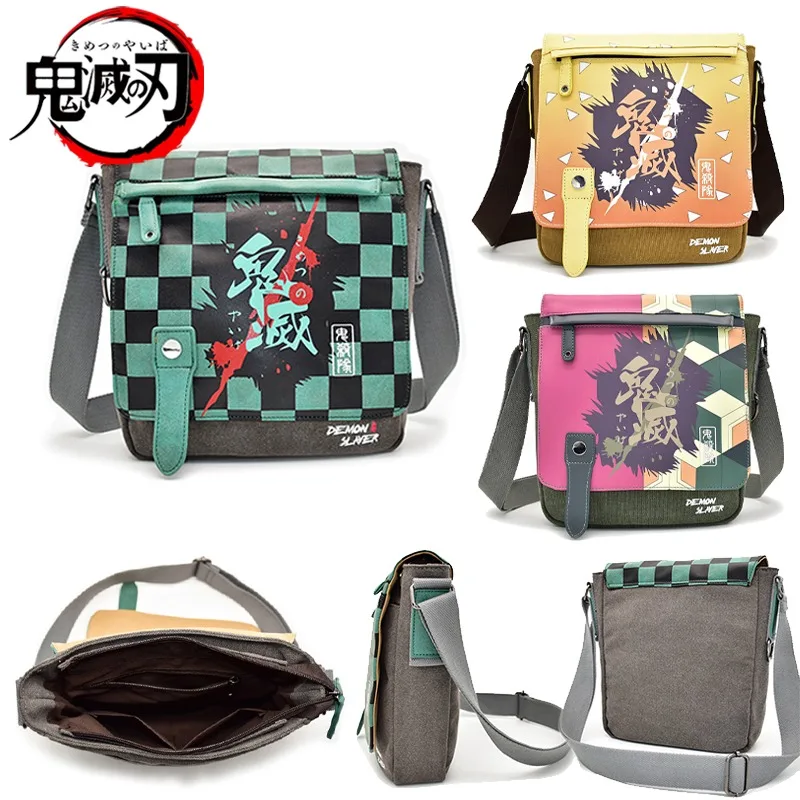 

Холщовые сумки-мессенджеры с мультяшным изображением рассекающего демонов для мужчин и женщин, сумка на плечо с аниме Tanjirou, вместительная сумка через плечо, периферийные устройства