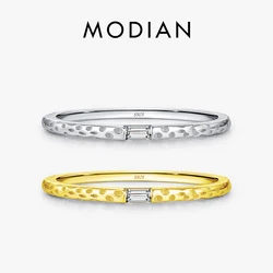 MODIAN 925 Sterling Silver Concave And Convex Metal Texture Rings For Women Fashion Pattern Thumb Rings Gold Color Fine Jewelry