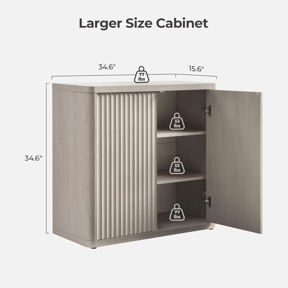 Bufet skříň s úložný příborník akcent moderní credenza s dveře & police fluted 34.6