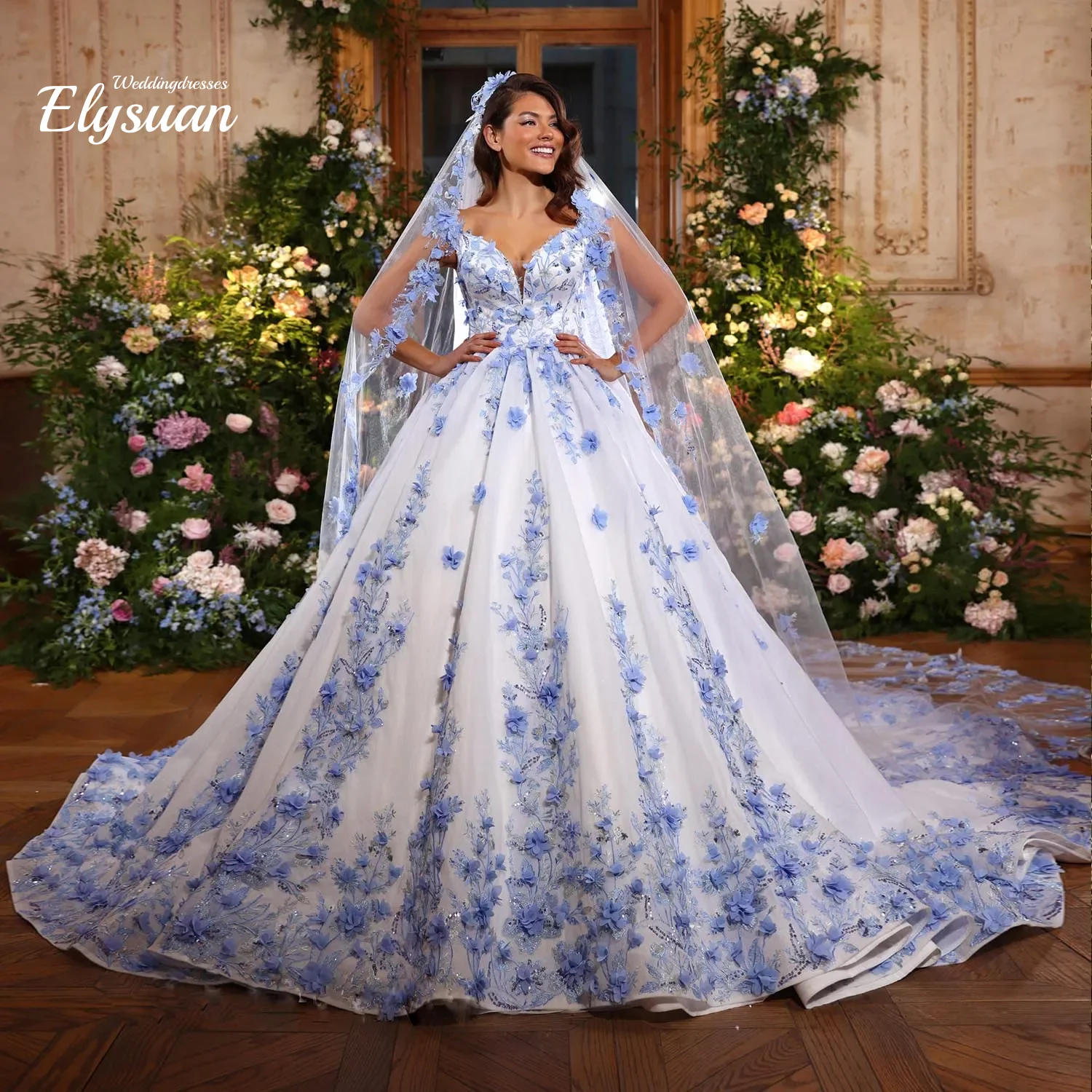 Customized Exquisite Vintage WeddingDresses Off the Shoulder Luxury Robe De Mariage Hand Made Flowers Gorgeous Bridal Gown