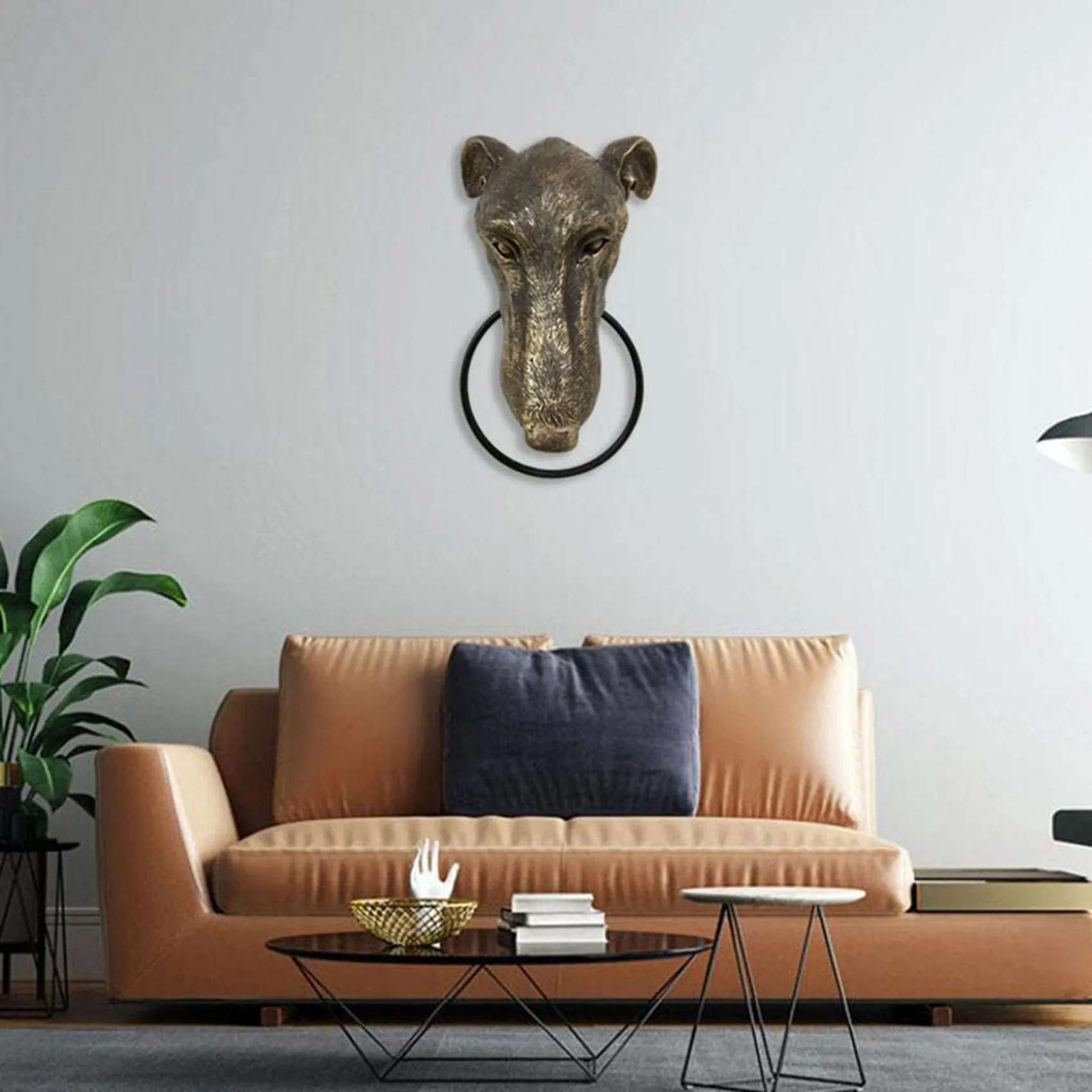 AS96-개 머리 문 문고리 복고풍 스타일 문고리 현관문 장식을위한 헤비 듀티 동물 머리 모양의 문 문고리