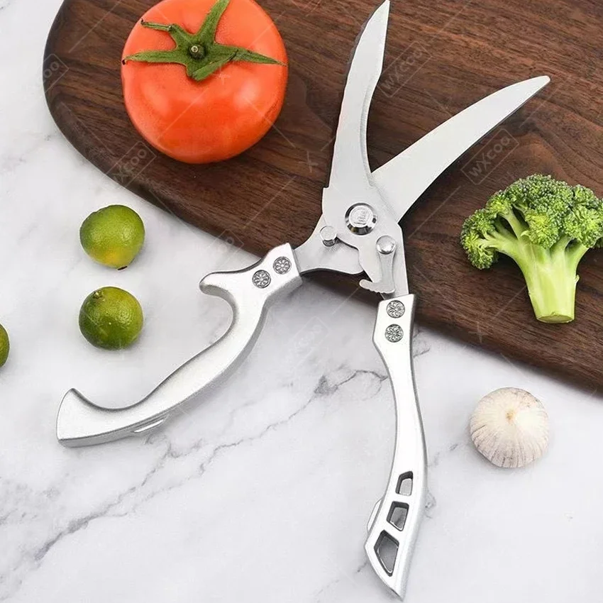 WXCOO Stainless Steel Kitchen Scissors Slicing Fish Meat Knife Multifunctional Food Scissors Chicken Bone Scissors Cutting Knife