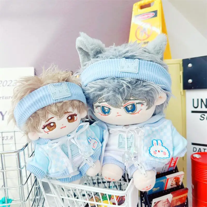 10/20cm Doll Clothes for Blue Bunny Suit Cute 5Pc Wave Rabbit Casual Set Zipper Set DIY Doll Outfit Changing Dressing Game Gifts