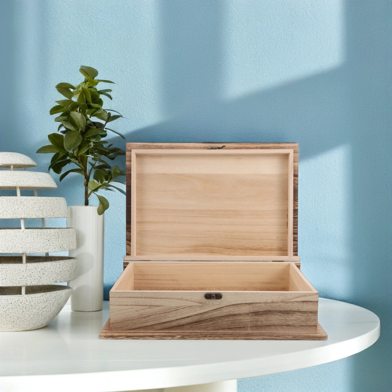 Scatola portaoggetti per libri in legno con coperchio incernierato Scatola per ricordi in legno non finito Custodia per gingilli per gioielli di grande capacità per ufficio e casa