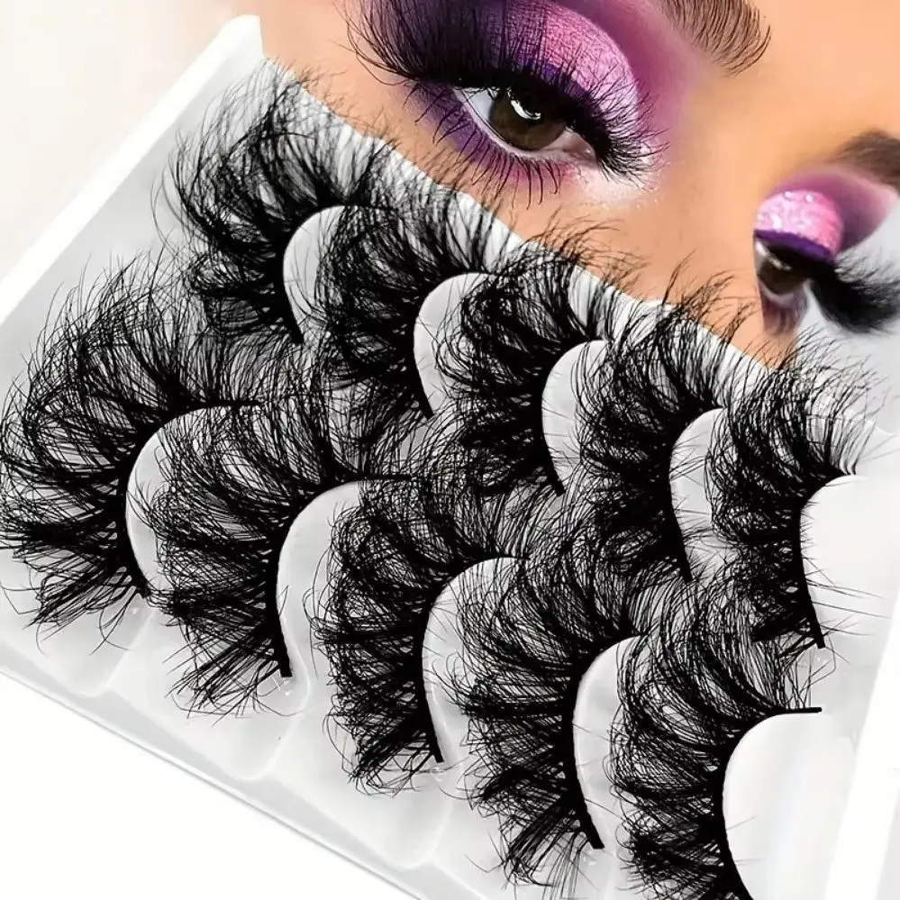 5 Pairs 8D Fake Lashes Bulk Fluffy Natural False Eyelashes Thick Dramatic Bulk Eyelashes for Volume Makeup