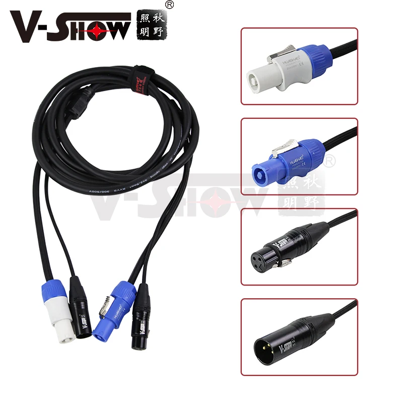 PD04 2in1 XLR female and male Powercon in and out Dmx cable xlr and Power Hybrid Cable