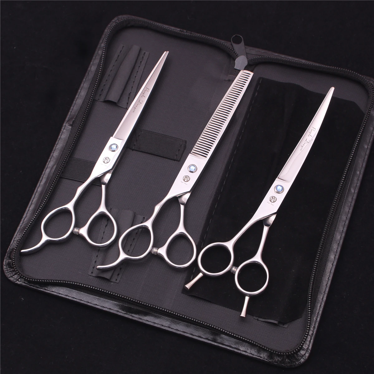 7'' Left  Hand Dog Grooming Scissors Thinning Shears Professional Cat Pet Scissors Hemostatic Forceps Hair Cutting JP 440C Z3006