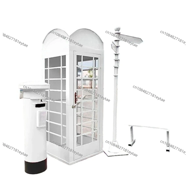 

Vintage Outdoor Antique London British White Metal Phone Booth Wedding Event Party Decoration Phone Booth