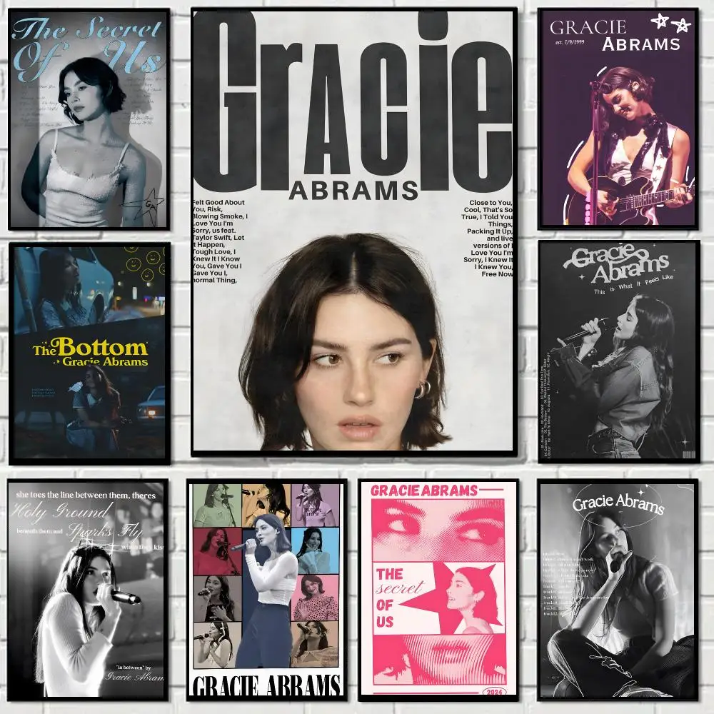Gracie Abrams Singer Indie Pop Poster Self-adhesive Decal Living Room Bedroom Party Bar Decor Moisture-proof Fade-resistant