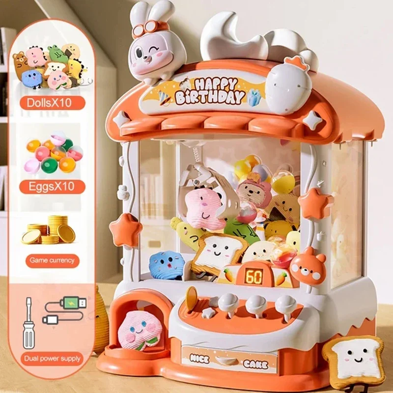 Big Cartoon Rabbit Automatic Doll Machine Toy for Kids Coin Operated Play Game Claw Crane Machines with Music Children Toy Gifts