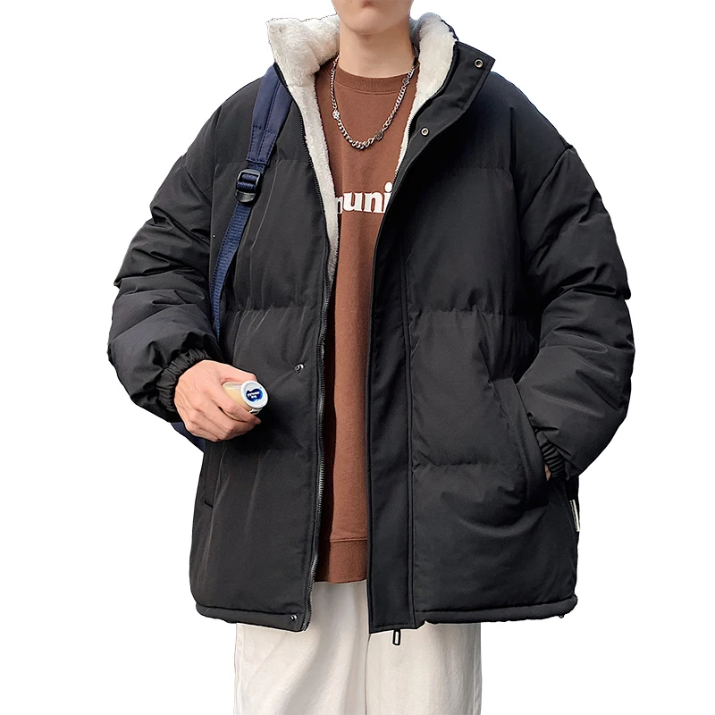 سترة شتوية بياقة واقفة للرجال وصلت حديثًا سترة بلون سادة سترة دافئة سميكة معطف منتفخ كبير الحجم #5