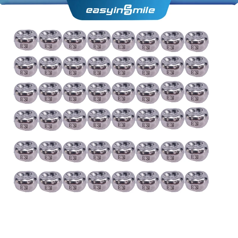 48pcs Dental Kids Crown Primary Molar Refill Stainless Steel Upper/Lower Left/Right 1st/2nd Metal Crowns Molar Teeth Cover