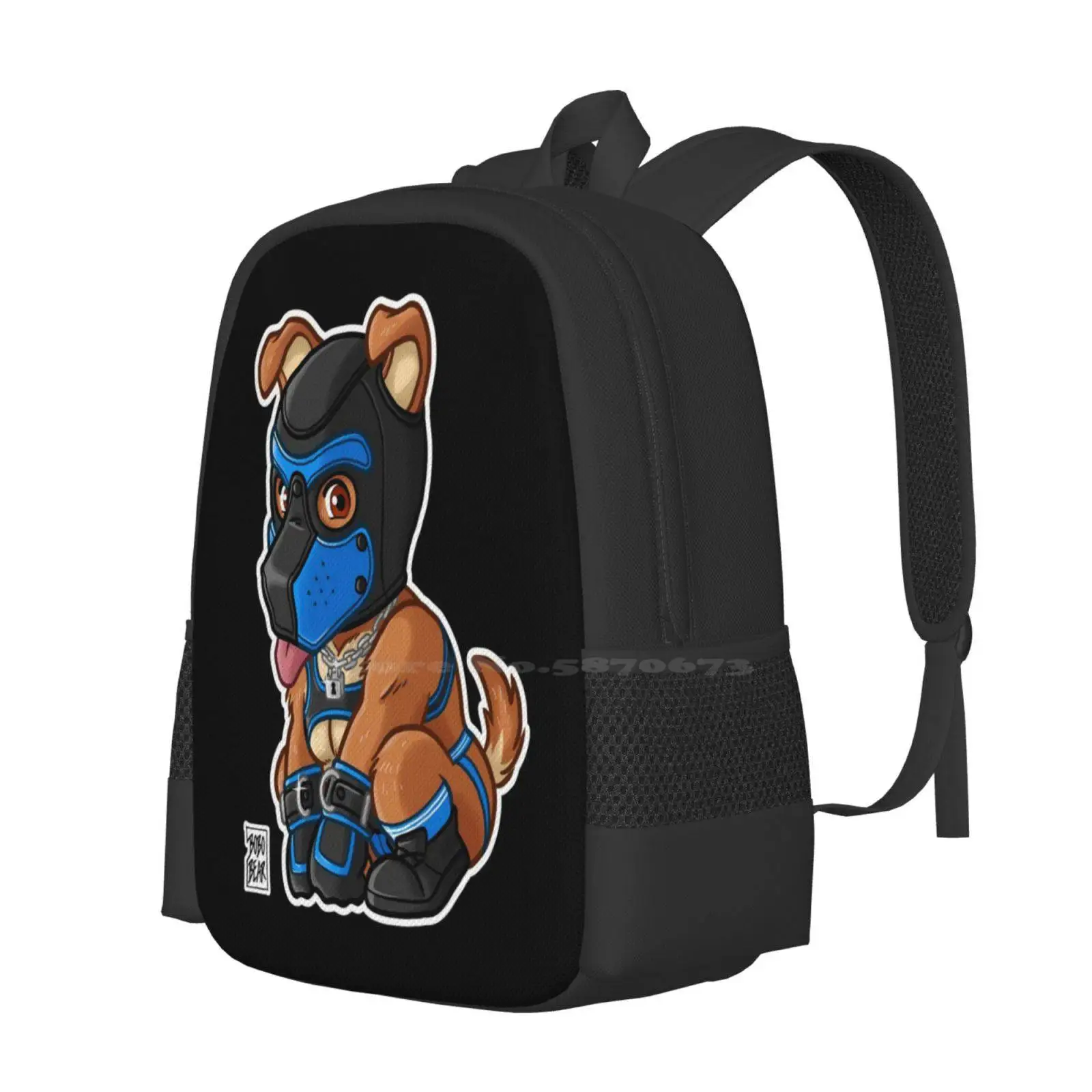 Playful Puppy - Blue Mask - Bearzoo Series Backpack For Student School Laptop Travel Bag Bobobearart Bobo Bear Bear Weekend Otte