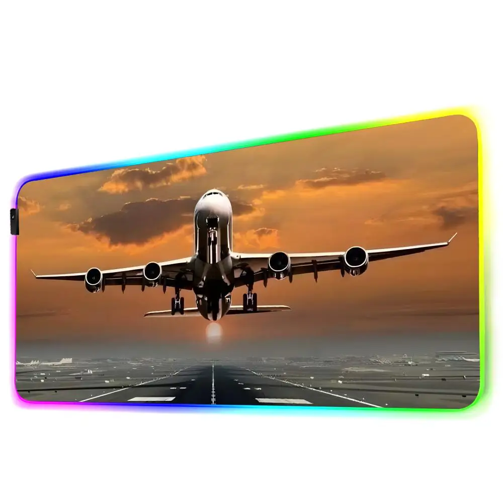 Airplane Pilot RGB Mouse Pad Desk Mouse Pad Cute HD Desk Pad Extended Gaming Keyboard Mats Large XXL Gamer Mousepad 90x40