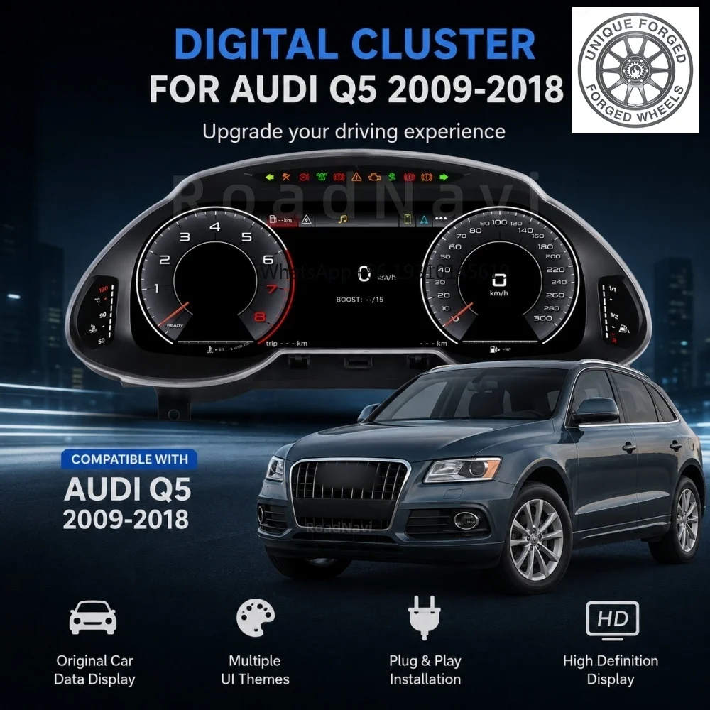 

26style BC RoadNavi Car Auto Speedometer for Audi Q5 2009-2018 LCD Digital Cluster Car Upgrade Dashboard Instrument