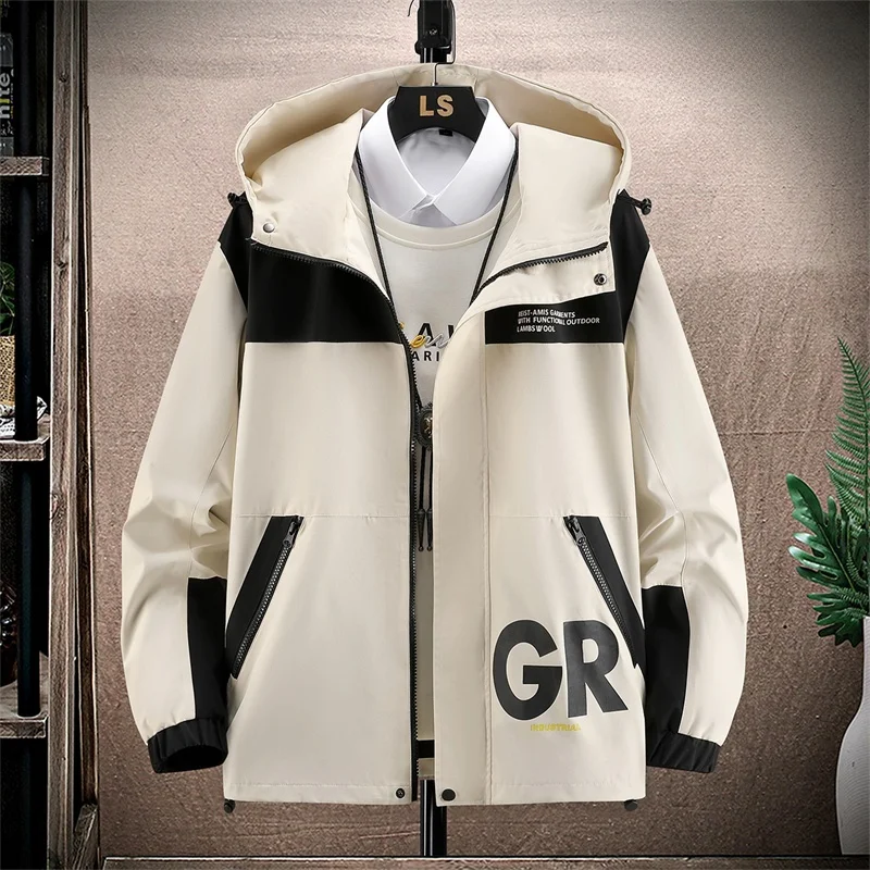 

Мужская рабочая куртка большого размера, повседневная, с капюшоном, свободного кроя, для весны и осени, из полиэстера, комфортная, городская, стильная...