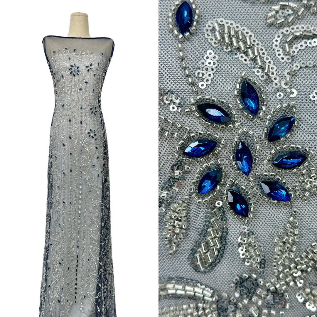 LACE French Beaded Lace Fabric Luxury 2026 New African Nigerian Jacquard Gilded Damask Lace for Sewing Women Party Dresses