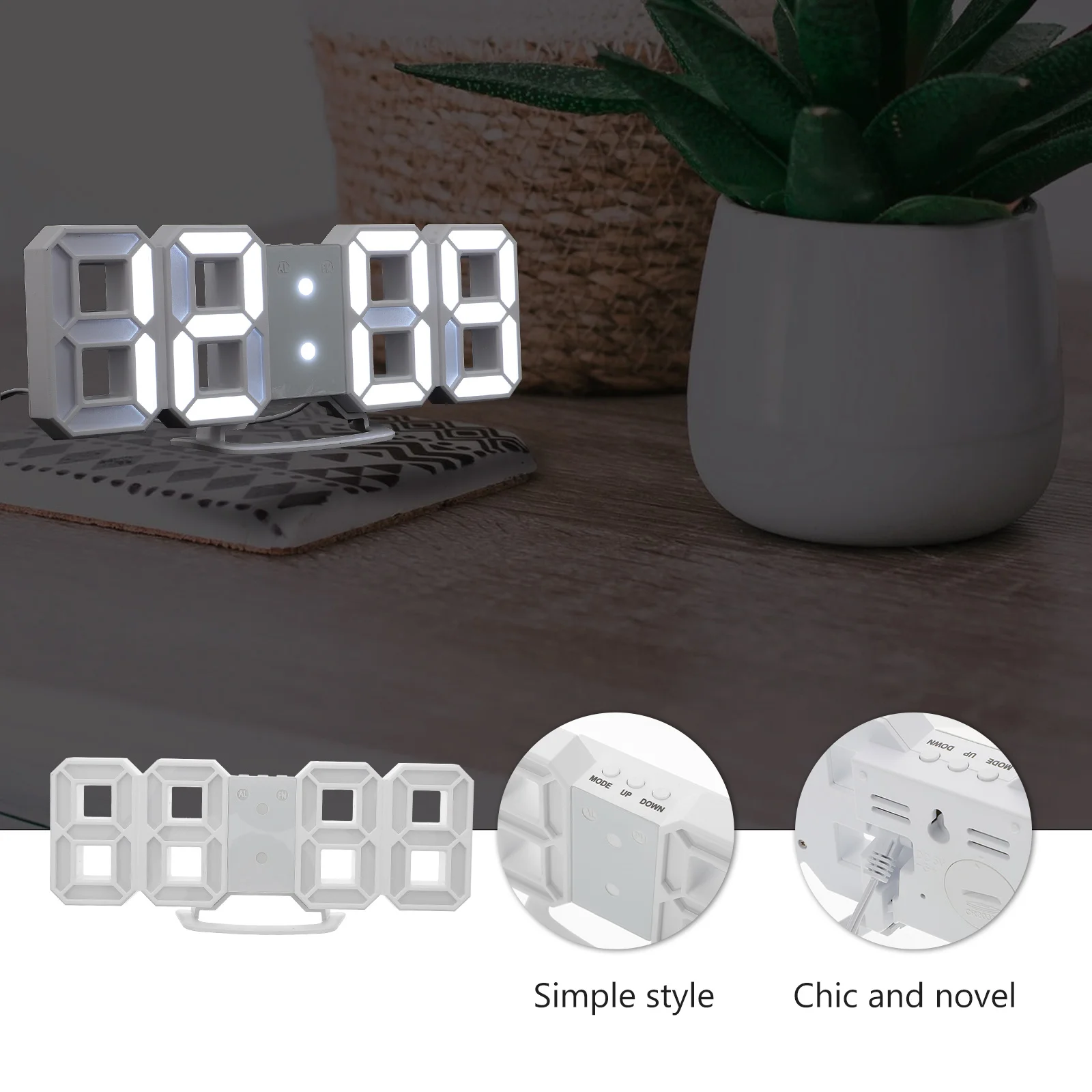 

LED Wall Clock Silent Non Ticking Decor Wall-mounted Hanging Plastic Clocks for Living Room Office