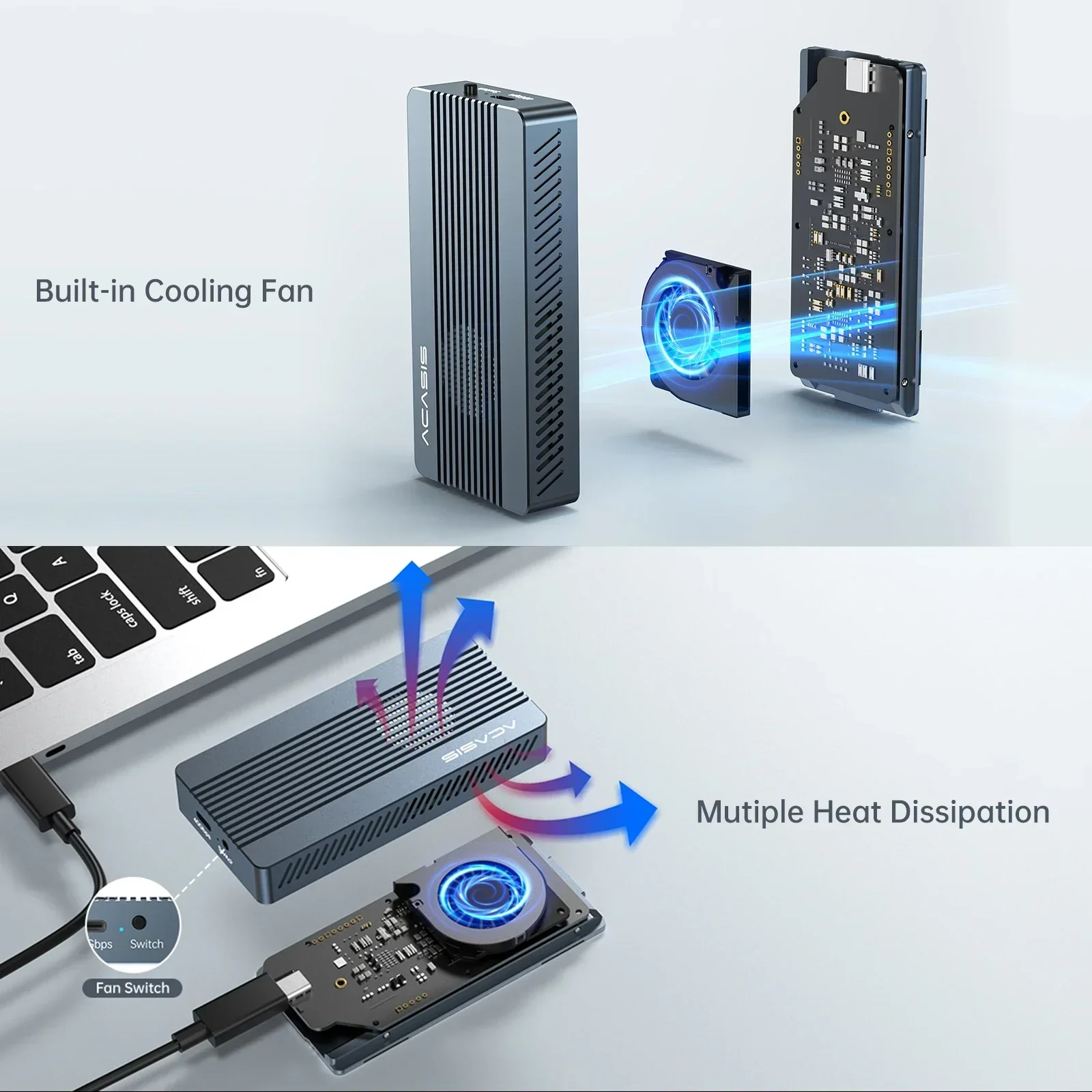 ACASIS USB 4.0 SSD 케이스, 썬더볼트 NVME M2 인클로저, 8TB 케이스, 썬더볼트 4/3, USB3.2, 3.1, 3.0, JHL7440 과 호환 가능, 40Gbps ssd nvme m2 케이스 ssd 케이스