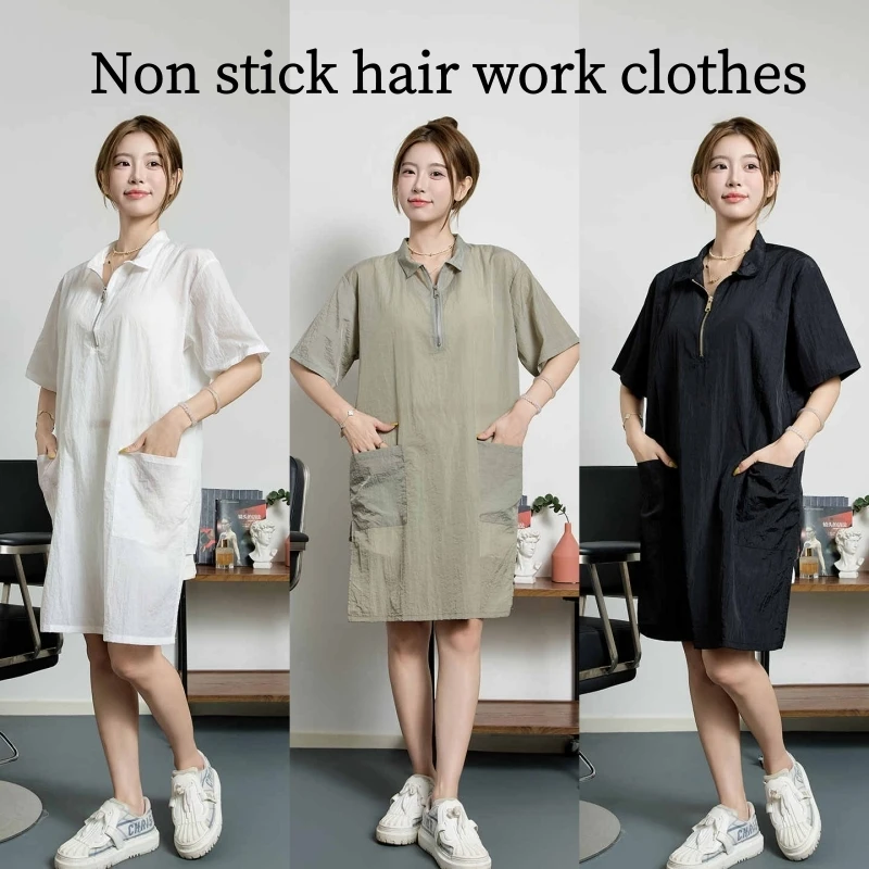 Japanese Style Short Sleeve Work Clothes Hair Salon Uniforms Thin Style Hairdresser's Robe Barber Apron Pet Grooming Clothing