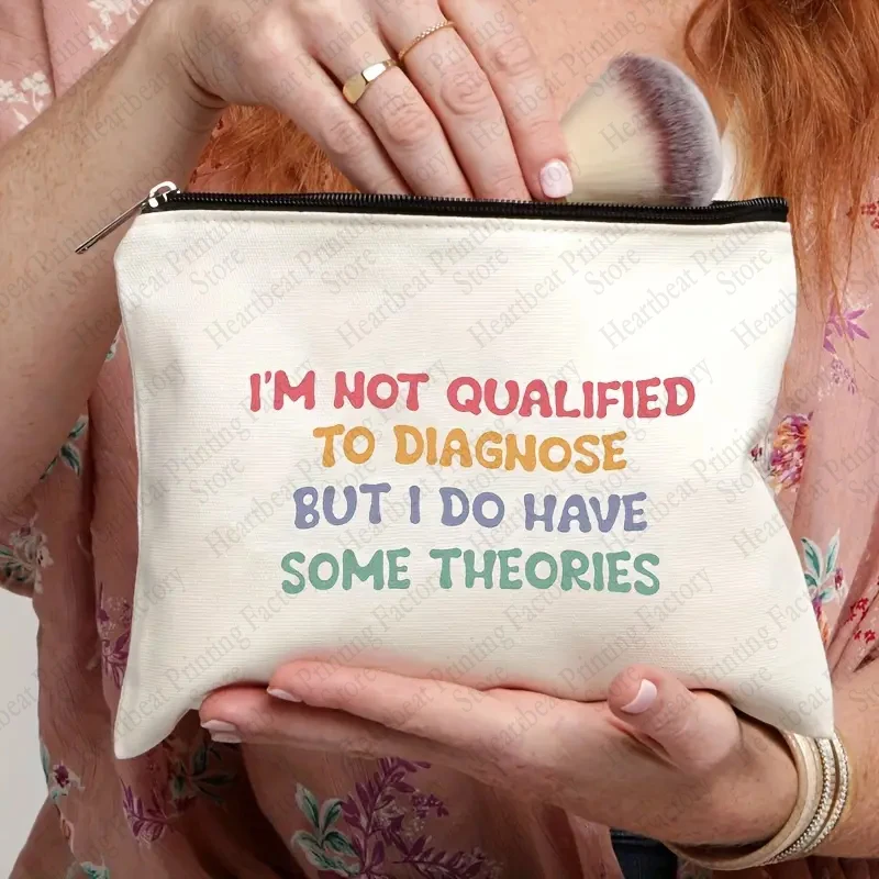 I'm Not Qualified To Diagnose But I Do Have Some Theories Makeup Bag Lightweight Portable Cosmetic Case Travel Lipstick Bags