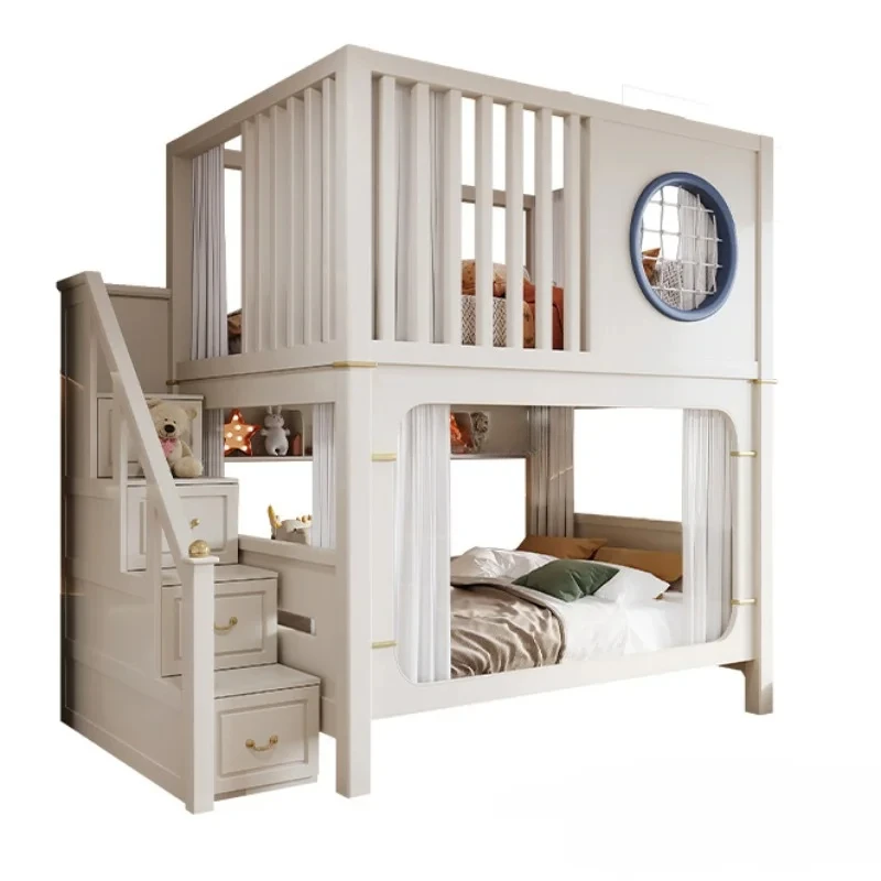 

Modern Multifunctional High Children Beds Ladder Cabinet Safety Fence Bunk Children Beds Solid Wood Dormitorio Furniture