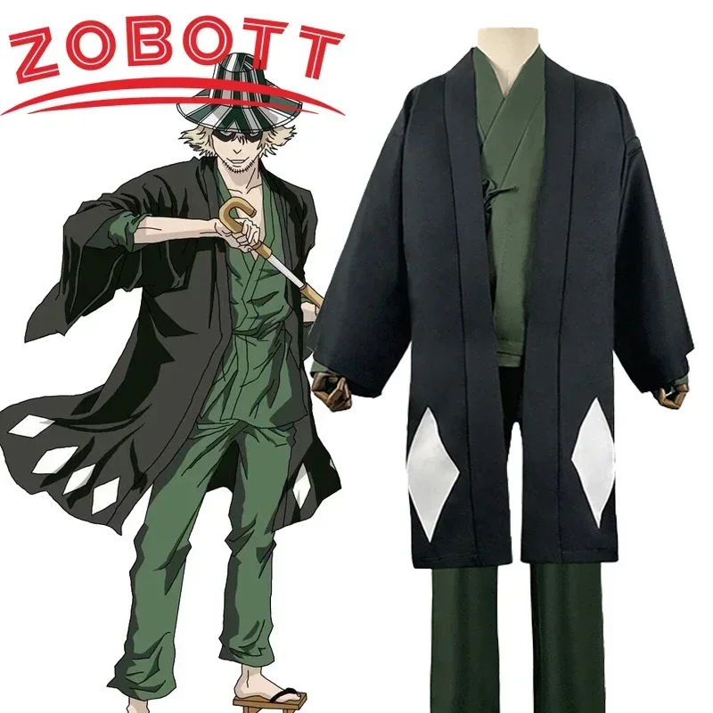 كيمونو موحدة كيب السراويل العليا قبعة البدلة أنيمي بليتش تأثيري Urahara Kisuke Gotei 13 زي لحفلة كرنفال