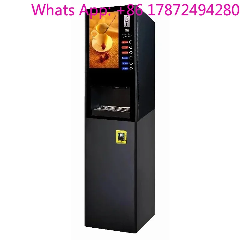 Fully Automatic Coin Operated Coffee Vending Machine, Hot Cold Instant Coffee Maker for Commercial Business