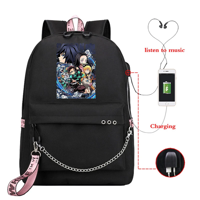 

Backpacks Women Outdoor Bags Demon Slayer Anime Sports Camping Canva Bag Vintage Trekking Girls To School Bag Kpop Demon Slayer