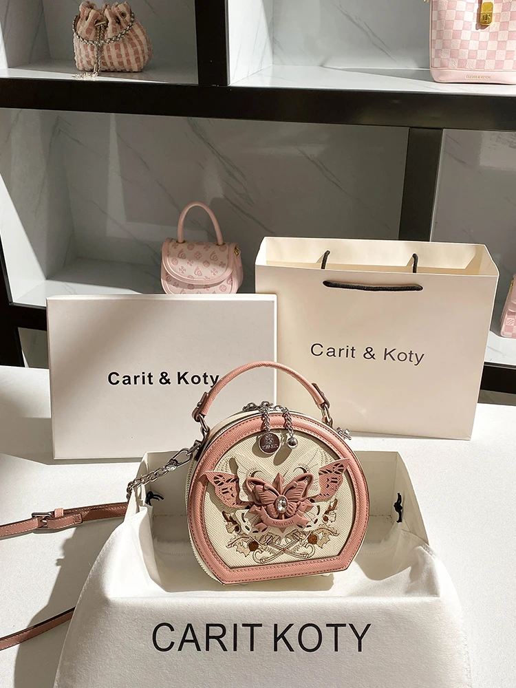 

Popular and Luxury Round Handbag with Delicate Embroidery Butterfly and Printing Women Fashion and Versatile Handbag for Dating