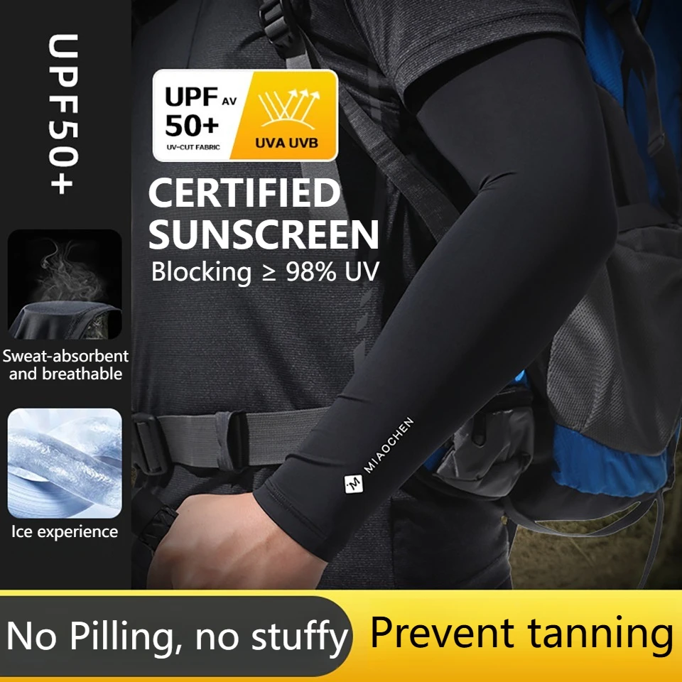 WALK FISH 1Pair Summer Cooling Fishing Arm Sleeves Lightweight Breathable UV50+ Protection High Elastic Cycling Climbing Sports