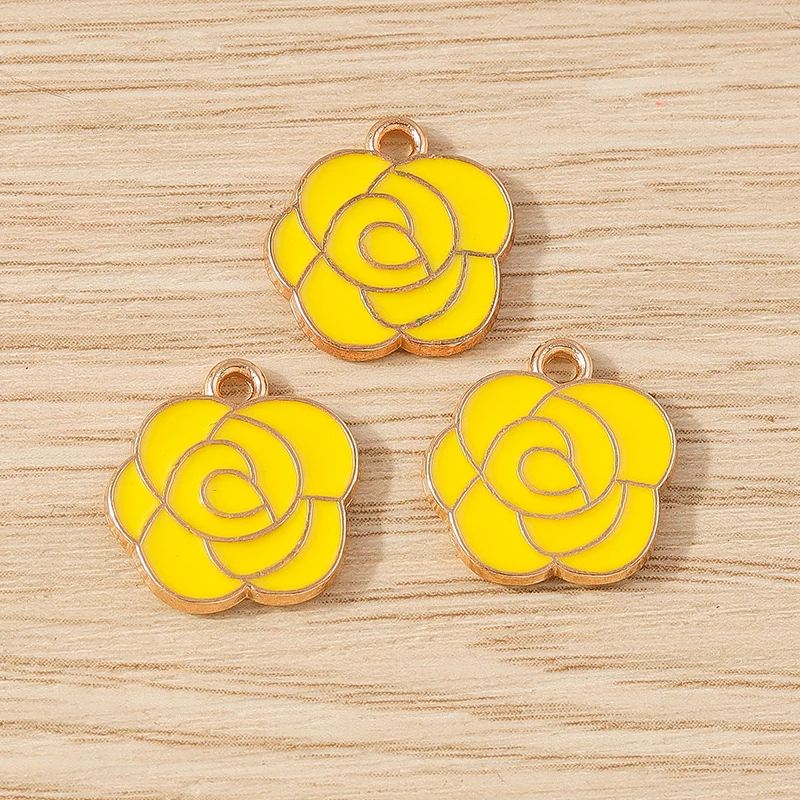 10 Stück Modische Bunte Emaille-Blumenanhänger für Schmuckherstellung, Ohrhänger, Halsketten, Armbänder, DIY-Bastelzubehör – Detail 12