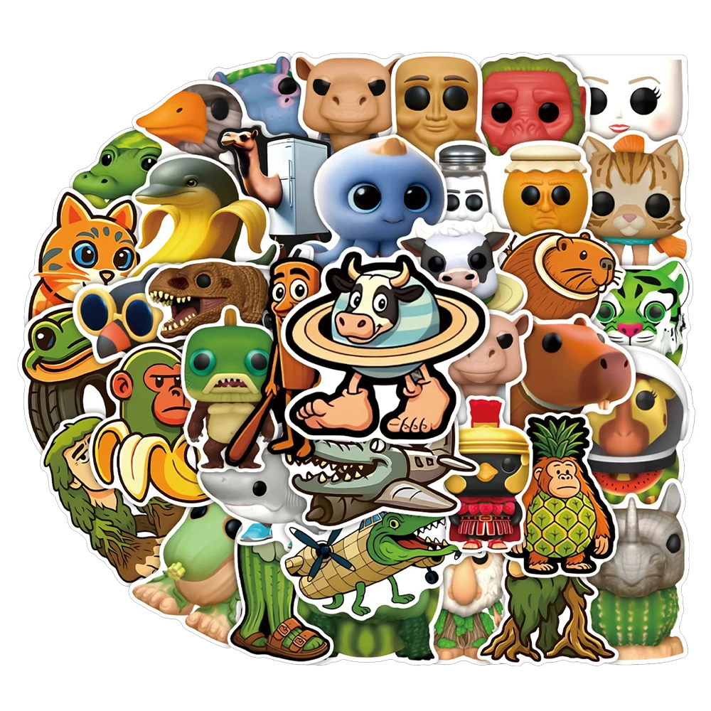 10/30/50PCS AI Abstract Brainrot Abstract Cartoon Stickers Tung Tung Tung Sahur Funny Animal Graffiti Decals Kids DIY Sticker