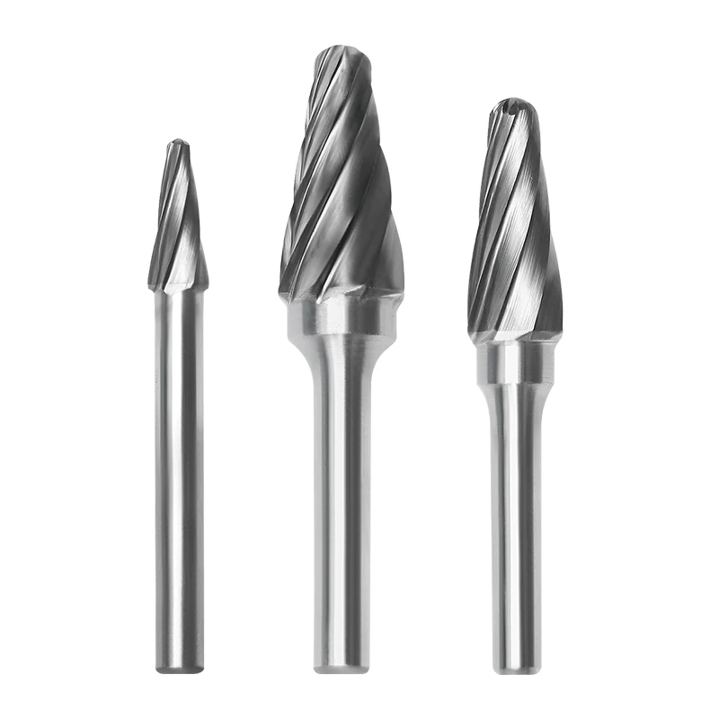 6mm Shank Coarse tooth Type L Carbide Burr Taper Bit Rotary File Milling Cutter Single Groove high efficiency for Hard Wood