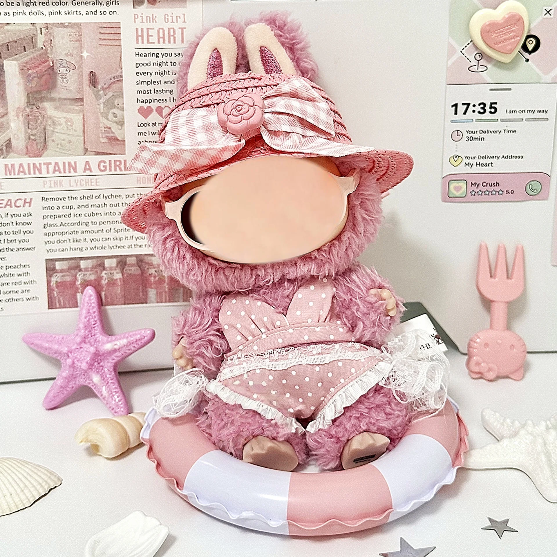 

3.0 Doll clothes with vinyl on the front, high-energy series summer swimsuit, 17cm doll clothes